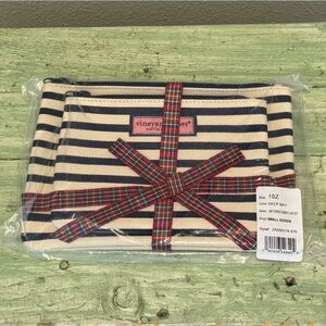 NWT Vineyard Vines Blue Stripe 2-pack Cosmetic Cases